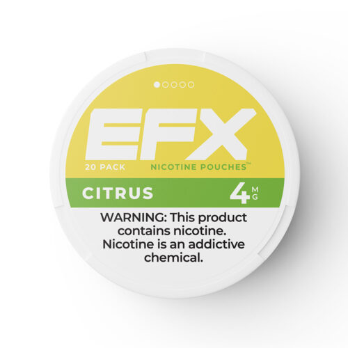 Container of EFX Citrus nicotine pouches, 4mg strength.