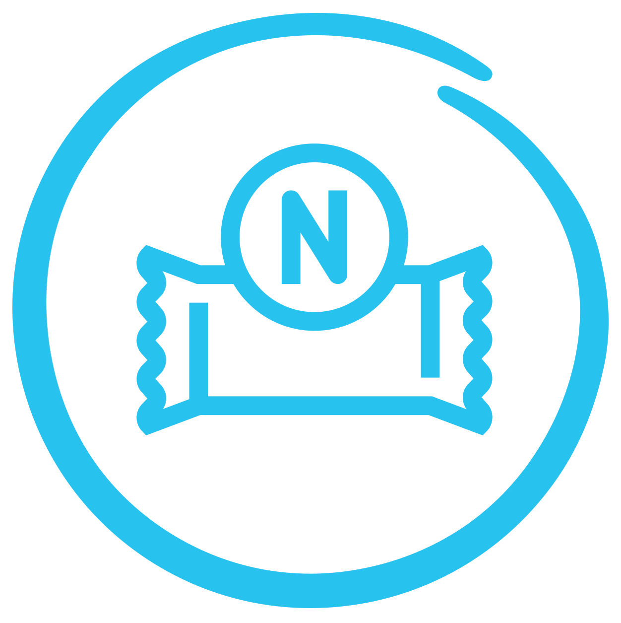 A blue circle with an image of a number