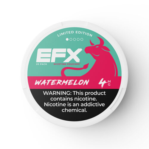EFX Watermelon nicotine pouches with warning label.