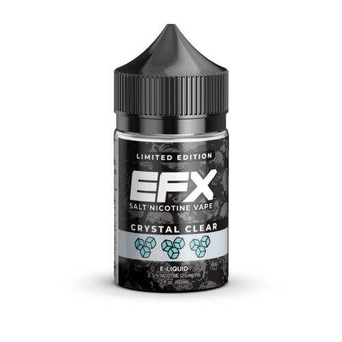 Limited edition EFX salt nicotine vape e-liquid bottle with crystal clear flavor.