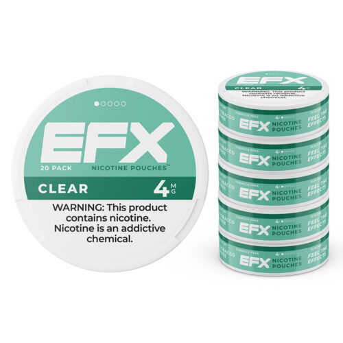 EFX Clear nicotine pouches 20 pack with 4mg nicotine strength.