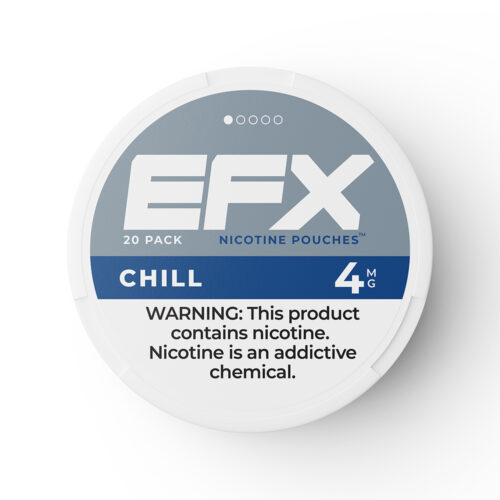 EFX Chill nicotine pouches container with 4mg strength, 20 pack.