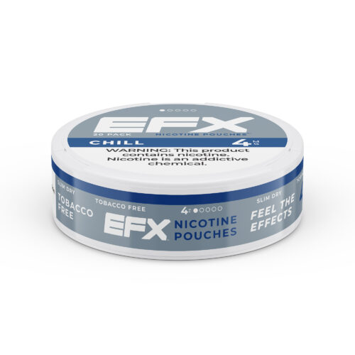 Can of EFX Chill nicotine pouches, tobacco-free and slim dry.